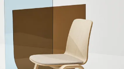 Stackable Woodstock chair in Natural Oak with padded fabric seat by Infiniti.
