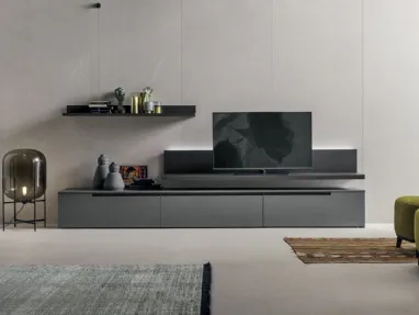 Wall unit Atlante UNIT AT103 in charcoal oak texture by Tomasella.