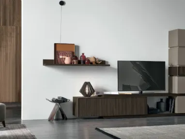 Wall unit Atlante UNIT AT111 in straw bronze materic by Tomasella