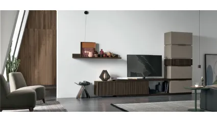 Wall unit Atlante UNIT AT111 in straw bronze materic by Tomasella