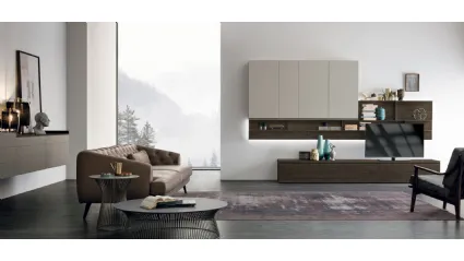 Tomasella's Atlante UNIT AT112 wall unit in matte sandy material.