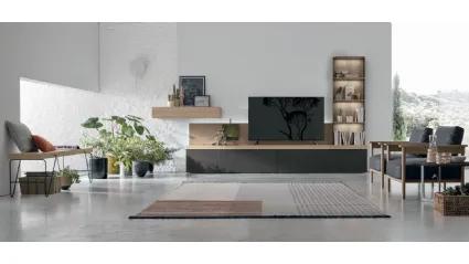 Atlas wall unit UNIT AT117 in sand oak and dark concrete material by Tomasella.