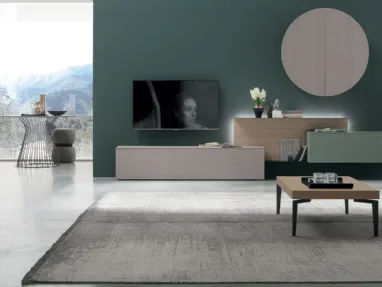 Wall Unit Atlantis UNIT AT118 in sand oak finish and alpaca finish by Tomasella.