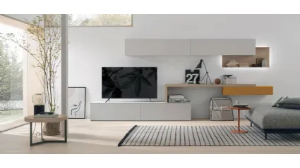 Atlante UNIT AT120 wall unit in canvas material and sand oak material by Tomasella