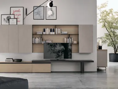 Wall unit Atlante UNIT AT122 in anthracite matte material and sand oak matte material by Tomasella.