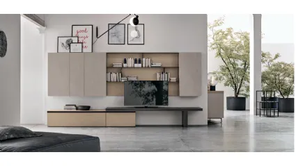 Wall unit Atlante UNIT AT122 in anthracite matte material and sand oak matte material by Tomasella.