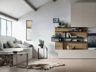 Modified Wall Unit Atlas UNIT AT132 in matte mother-of-pearl and light knotted texture by Tomasella.