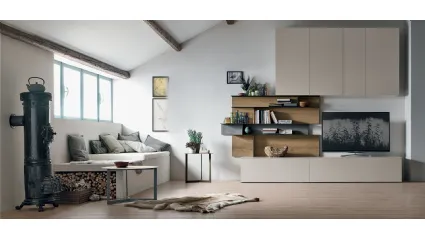 Modified Wall Unit Atlas UNIT AT132 in matte mother-of-pearl and light knotted texture by Tomasella.