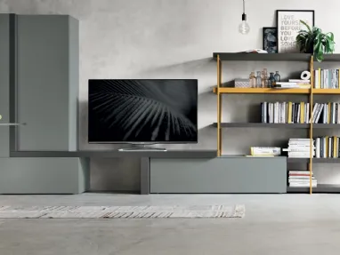Wall system Atlas UNIT AT136 in matte basalt materico and matte anthracite materico by Tomasella.