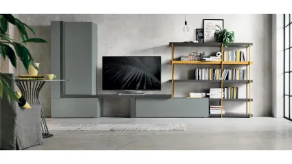 Wall system Atlas UNIT AT136 in matte basalt materico and matte anthracite materico by Tomasella.