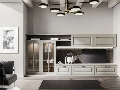 Living Asolo solid ash equipped wall unit by Arredo3.