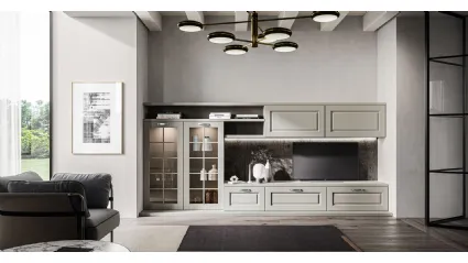 Living Asolo solid ash equipped wall unit by Arredo3.