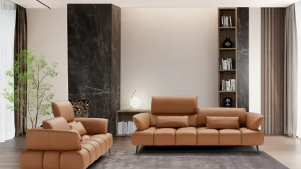 Linear living room in Ambra leather by Franco Ferri