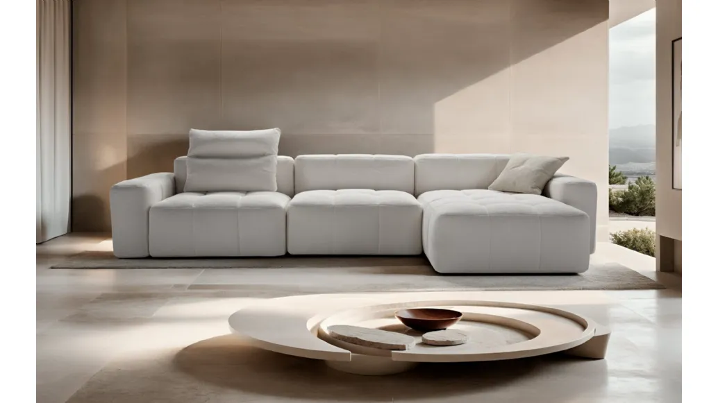 Sofa with peninsula Quadra by Franco Ferri