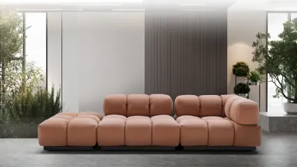 Linear sofa in padded and quilted fabric Sacai by Franco Ferri