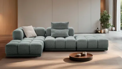 Sofa with chaise longue Sacai by Franco Ferri