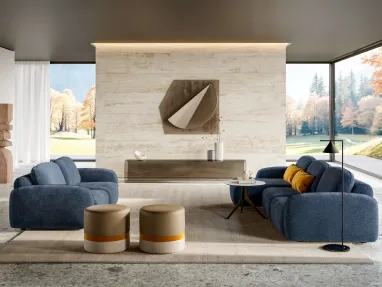 Susa fabric living room set with peninsula and linear by Le Comfort