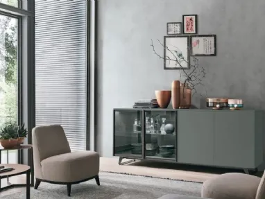 Metropolis A02 basalt and glass sideboard by Tomasella.