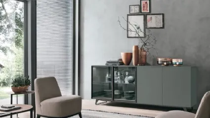 Metropolis A02 basalt and glass sideboard by Tomasella.