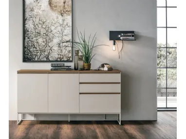 Tomasella's Regolo R05 sideboard in matte mother-of-pearl material.