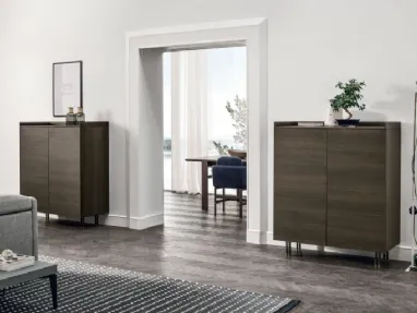 Vertical Sideboard Sir S05 in moka oak material by Tomasella.