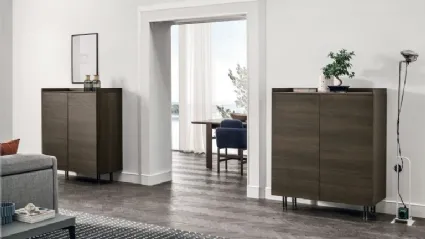 Vertical Sideboard Sir S05 in moka oak material by Tomasella.