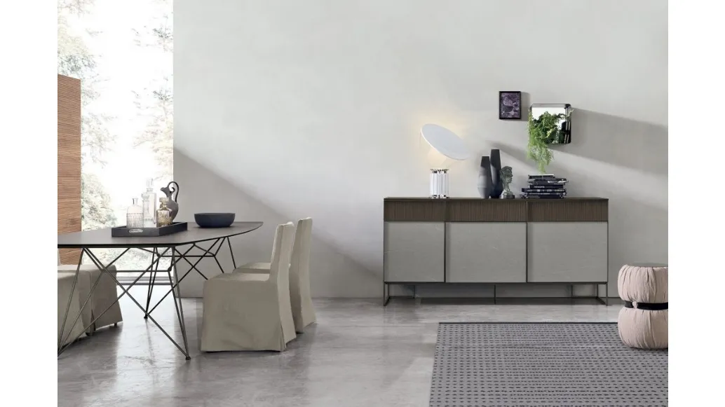 Vinci A04 sideboard with Piasentina textured finish by Tomasella.