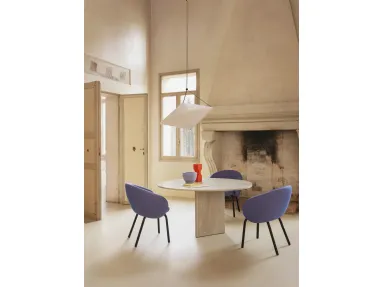 Albio table in travertine marble by Miniforms.