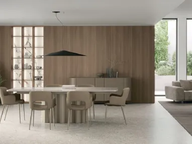 Fortuny table with stoneware top and metal structure by Tomasella.