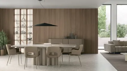 Fortuny table with stoneware top and metal structure by Tomasella.