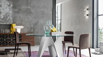 Table with a Technoril base and a glass top Gaya by Tonin Casa