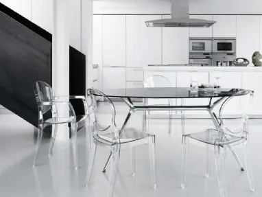 Oval glass and steel Metro dining table by Brianza Chairs.