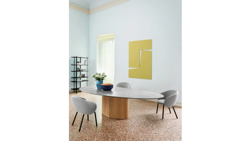 Monoplauto table with marble top by Miniforms.