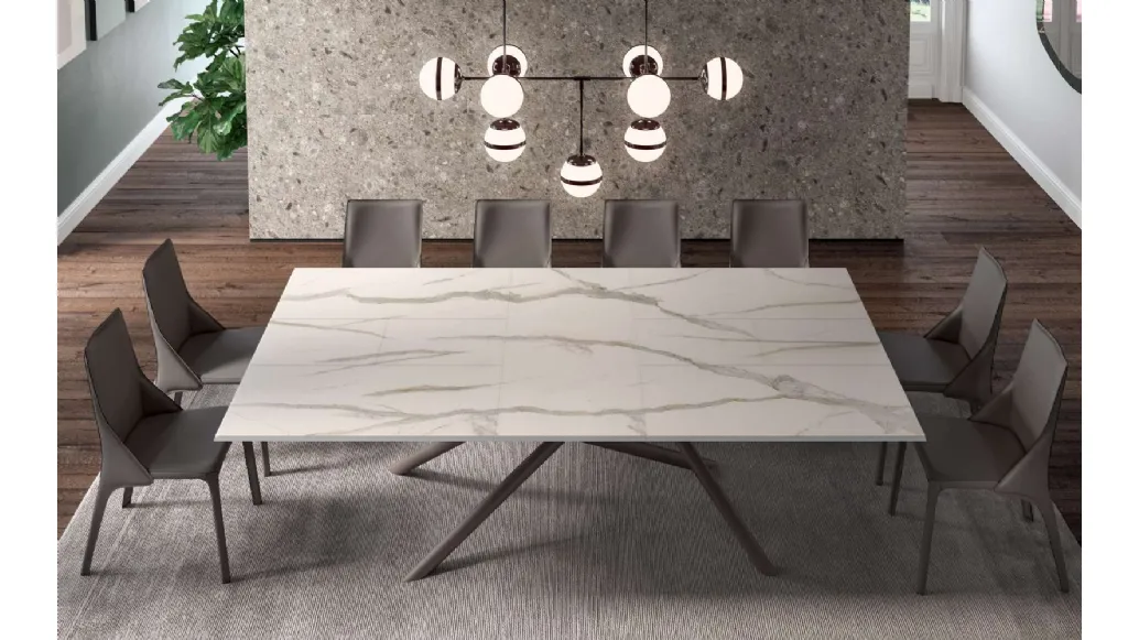 Extendable table Random Marble Glass by Ozzio