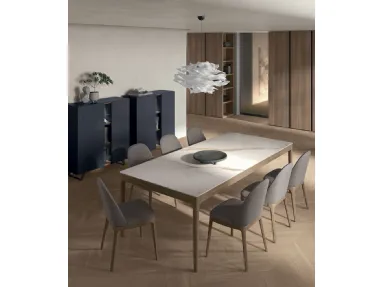 Savoy table in stoneware and wood by Tomasella.