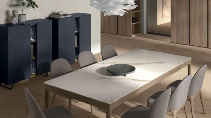 Savoy table in stoneware and wood by Tomasella.