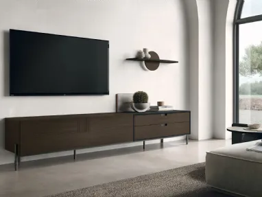 Mobile TV stand TIME UNIT TI 130 in CDF oak moka by Tomasella