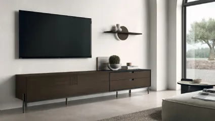 Mobile TV stand TIME UNIT TI 130 in CDF oak moka by Tomasella