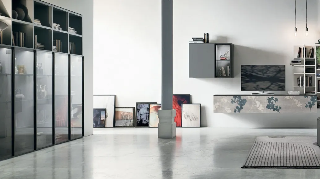 Suspended mobile Atlas UNIT AT139 in matte anthracite material with Tomasella graphics.