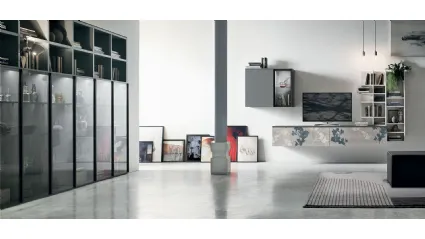 Suspended mobile Atlas UNIT AT139 in matte anthracite material with Tomasella graphics.