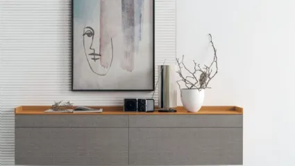 Suspended sideboard Sir S01 in alpaca material by Tomasella.