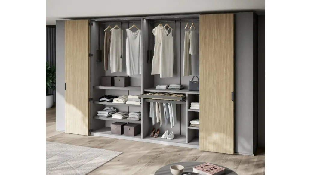 Ardecò Axel wardrobe in slate and oak by Spagnol Mobili.