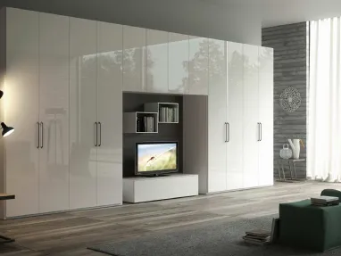 Ardecò Axel white glossy lacquered wardrobe by Spagnol Mobili.