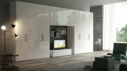 Ardecò Axel white glossy lacquered wardrobe by Spagnol Mobili.