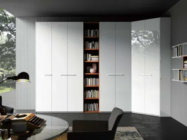 Ardecò Axel Neve glossy lacquered wardrobe by Spagnol Mobili