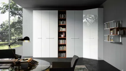 Ardecò Axel Neve glossy lacquered wardrobe by Spagnol Mobili