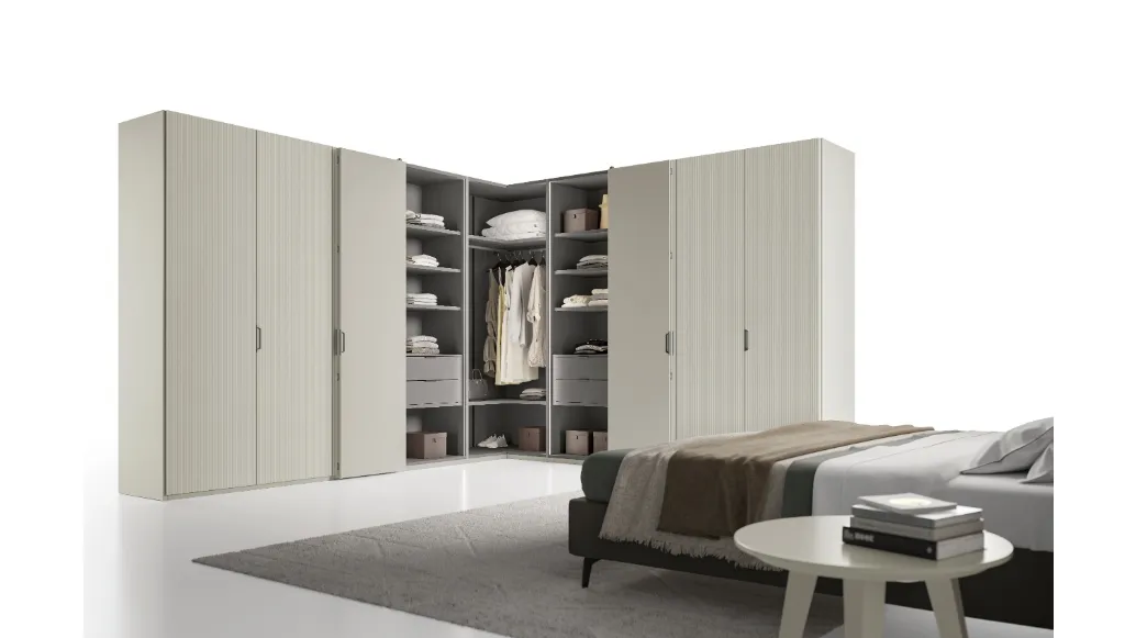 Ardecò Axel wardrobe with Salis book and Decor Riga by Spagnol Mobili.