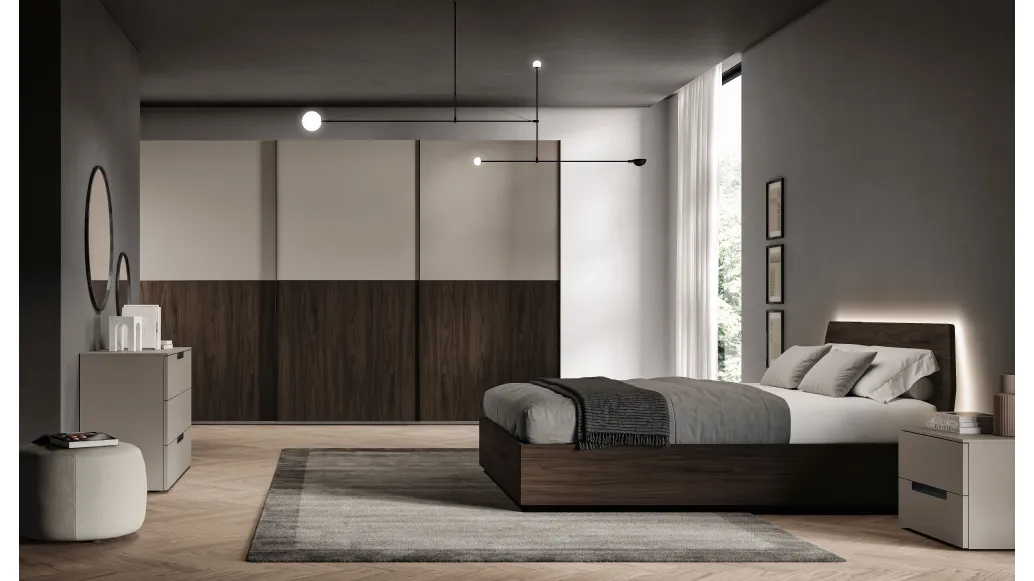 Ardecò Duo wardrobe in Cotto Walnut and Spagnol Mobili's Sand.