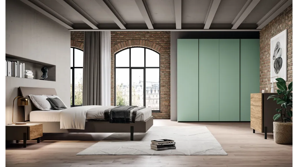 Ardecò wardrobe in Matte Mint lacquer finish by Spagnol Mobili.