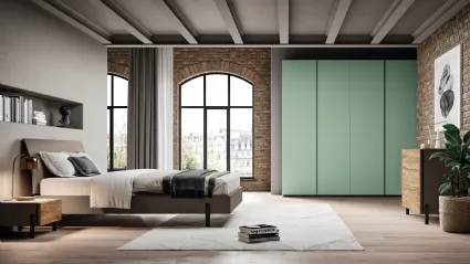 Ardecò wardrobe in Matte Mint lacquer finish by Spagnol Mobili.